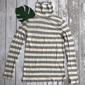 J. Crew Striped Gray Cream Turtleneck S
