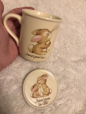 Vintage Jesus Loves You Mug With Lid