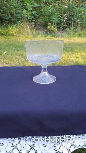 Clear Hoosier Glass bark compote dish
