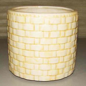 Ceramic pot basket weave 5" tall