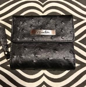 Buxton Leather Wallet Black Ostrich