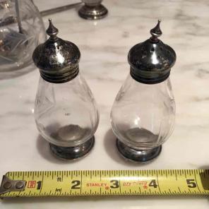 STERLING SILVER ETCHED SALT & PEPPER