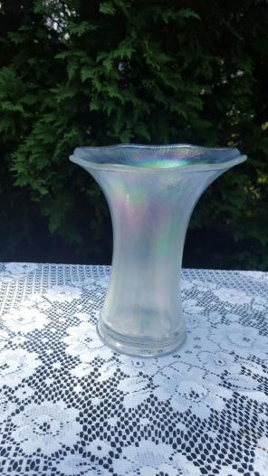 Beautiful white Carnival Glass vase