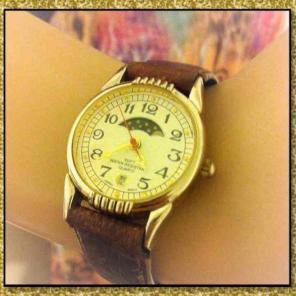 Vintage White Stag Moon-phase Watch