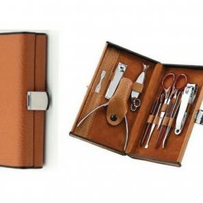 Manicure Set with Brown Carrying Case