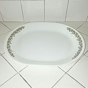 Crazy daisy green on white platter