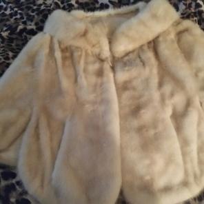 Tan Fur Mink Cape, missing Top button