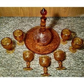 9 Piece Vintage Tiara Amber Hostess Set
