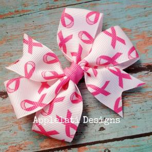 Girls Breast Cancer Awareness Bow 123