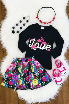 Flamingo skirt set
