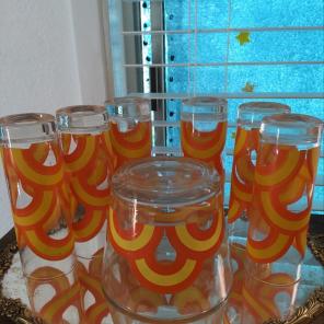 Vintage Mod Glass Bar ware Set
