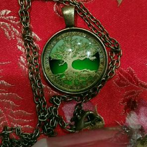 Wicca Celtic green bronze necklace Gift