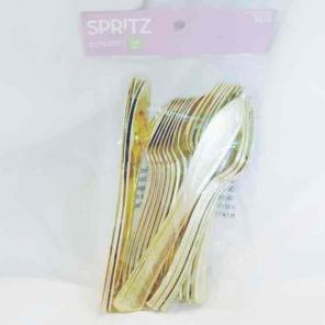 Gold colored Plastic cutlery