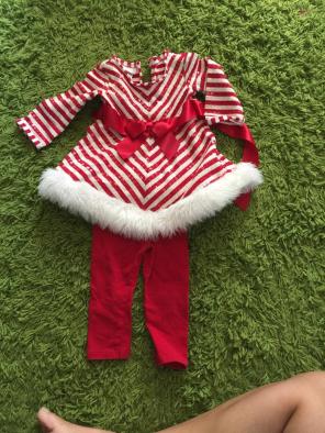 Santa Christmas Red Stripe Dress Baby