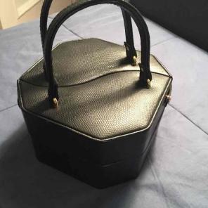 Jewelry bag black leather