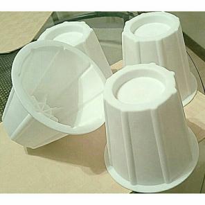Set of 4 White Round Bed Risers-6", New