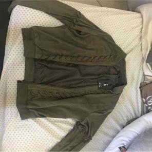Army green suede bomber