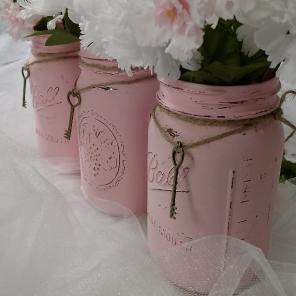 Set of 3 chalk painted mason jars