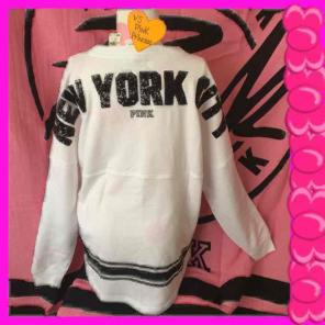 NEW VS PINK NYC BLING VARSITY CREW
