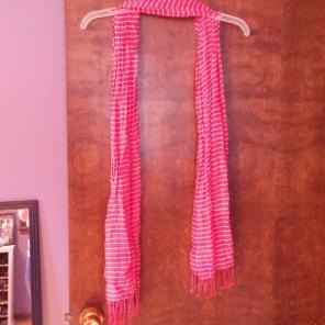 Old Navy scarf - pink with white stripes