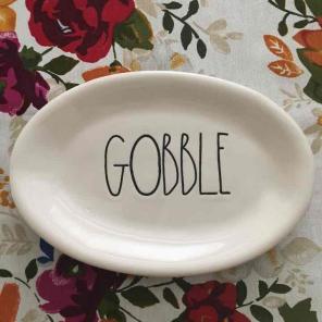 Rae Dunn/Magenta GOBBLE Oval Snack Plate