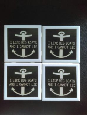 I Like Big Boats Drink Coasters Set of 4