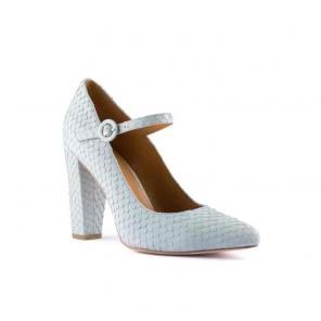 New Cecilia blue snakeskin heels