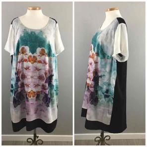 DKNY Floral Silky Midi Oversized Dress