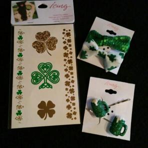 St. Paddy's Day temp tattoos,hairclips