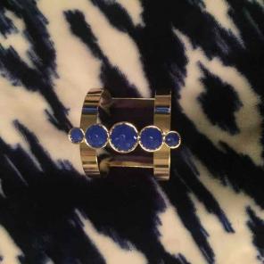 Blue and gold bracelet cuff