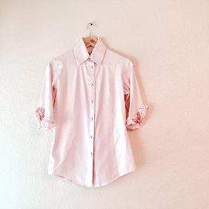Vintage Bell Pink Ruffle Shirt Blouse S