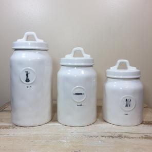 Rae Dunn Set/3 Canisters ~ MIX ROLL EAT
