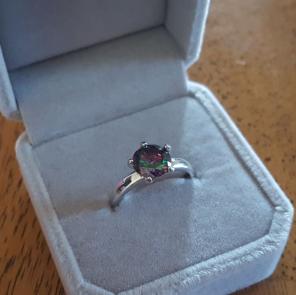 925 Silver and Rainbow Topaz Ring