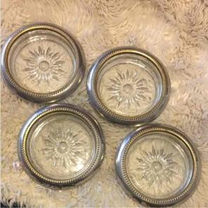 Glass and silver rimmed coasters