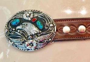 Belt Buckle Eagle Turquoise Leather Mens
