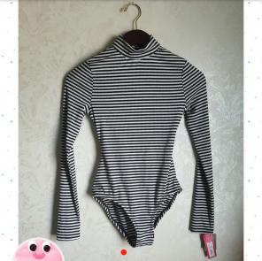 Xhilarations Striped Bodysuit
