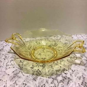 Yellow Depression Bowl with Handles