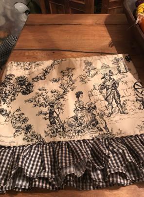 Navy And Tan Toile Valance