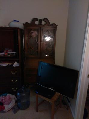 Wood cabinet and desk with key