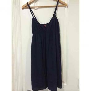 Navy lattice detail strap dress EUC