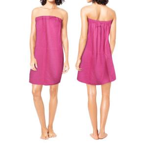 Women's Waffle Body Wrap Towels-Hot Pink