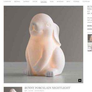 RH baby bunny porcelain nightlight