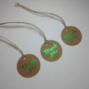 Kraft green Thank You tags with string