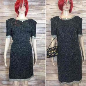 Vintage Stenay Beaded Silk Dress sz 14