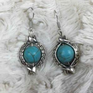 New silver turquoise boho earrings