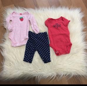 Carters 3 Piece Newborn Baby Girl Set