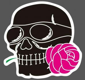 Skull goggles and rose sticker decal