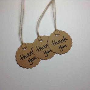 Kraft scalloped thank you tags