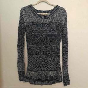 Long Navy and Grey Knitted Sweater