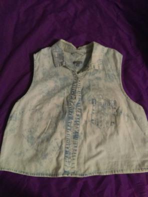 Acid wash Button up vest